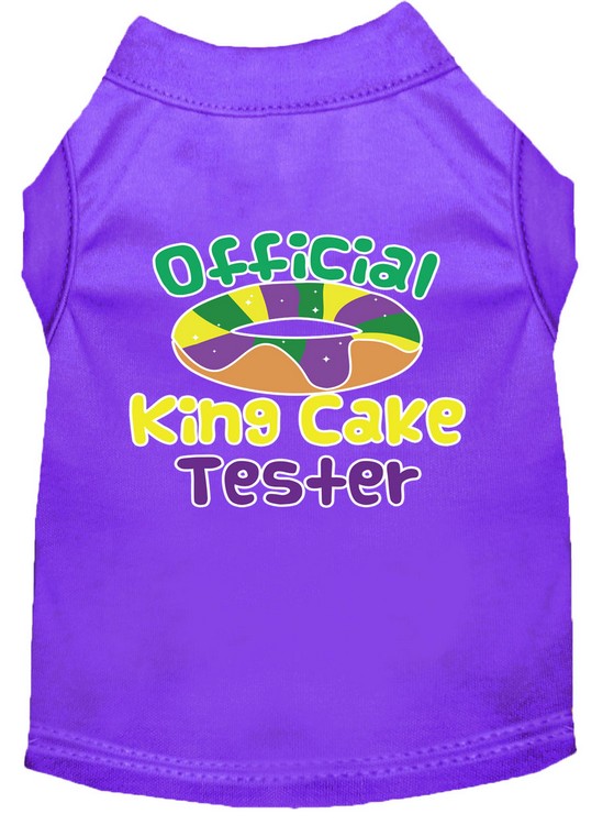 King Cake Taster Screen Print Mardi Gras Dog Shirt Purple XS